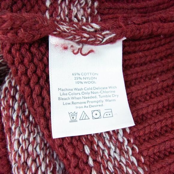 Eddie Bauer Turtleneck Striped cotton blend Sweater, Burgundy M - Picture 9 of 10